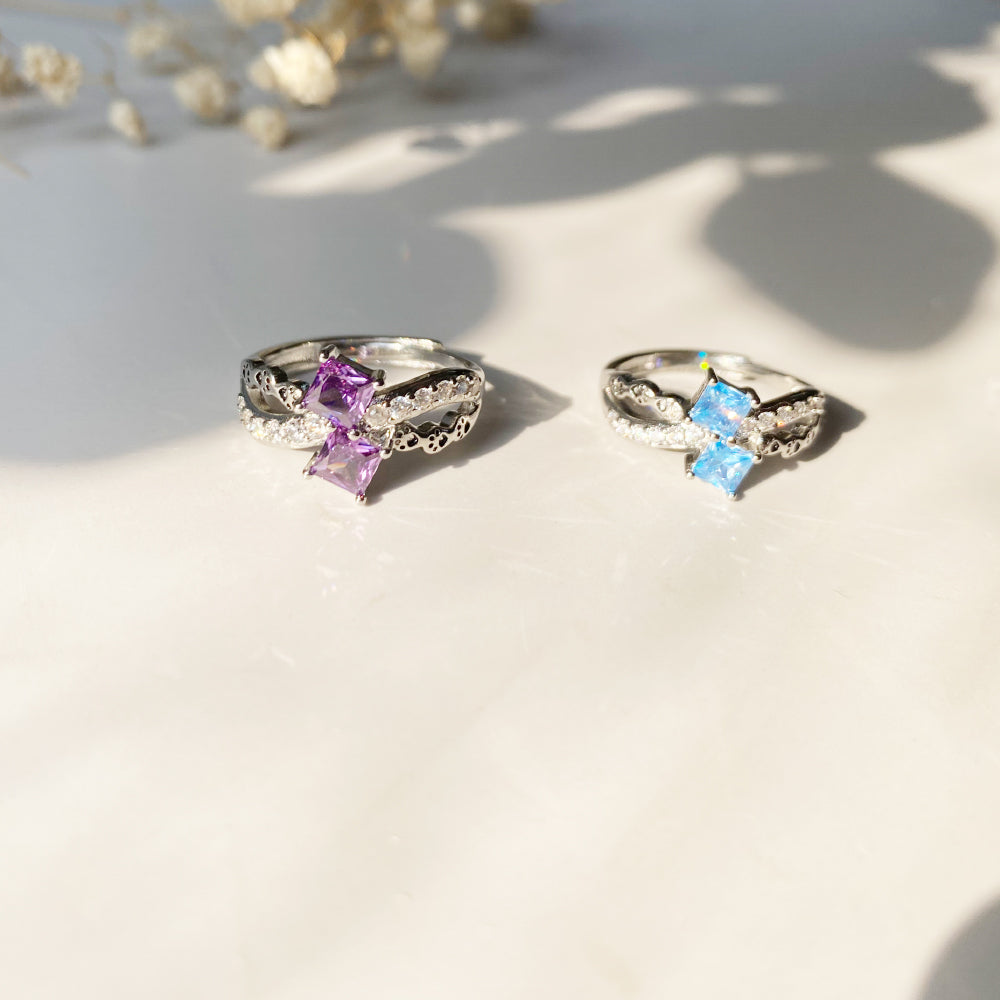 Adjustable Paw Crystal Ring Set