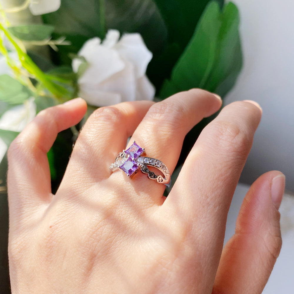 Adjustable Paw Crystal Ring Set