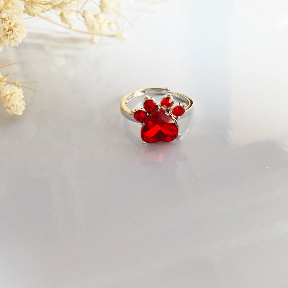 Personalized Paw Birthstone Ring – Stainless Steel