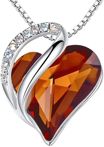 Infinity Love Heart Pendant Necklace with Birthstone Crystals – A Timeless Symbol of Love