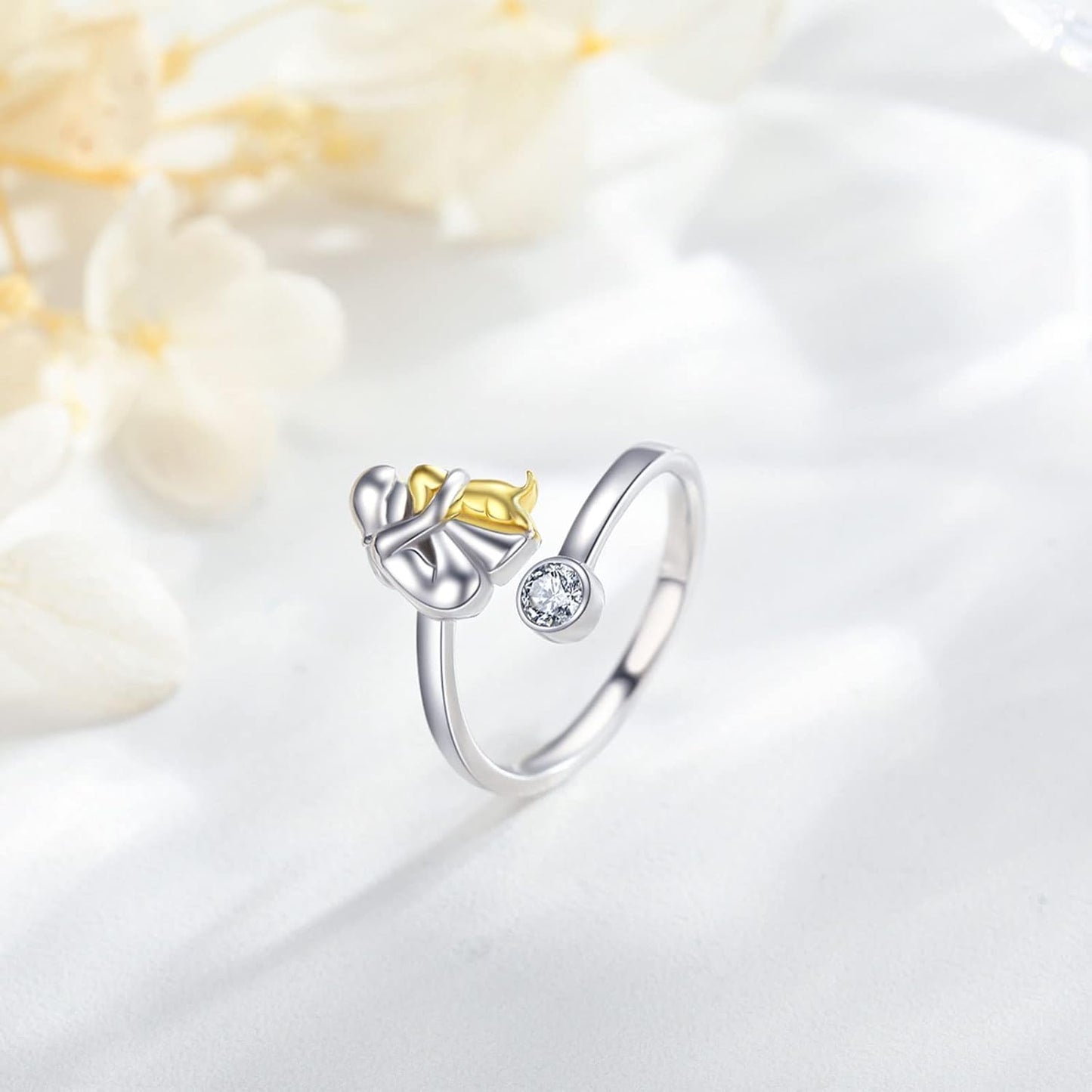Adjustable Dog & Woman Hug Ring – Handcrafted 925 Sterling Silver Gift for Dog Lovers