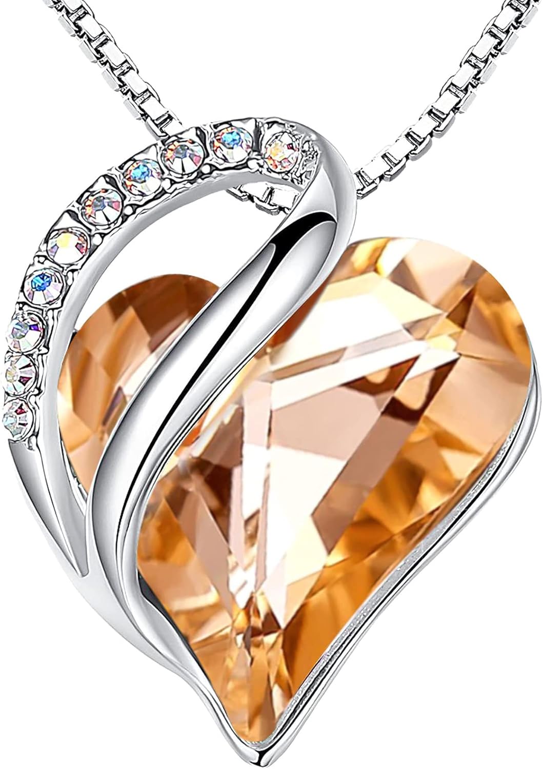 Infinity Love Heart Pendant Necklace with Birthstone Crystals – A Timeless Symbol of Love