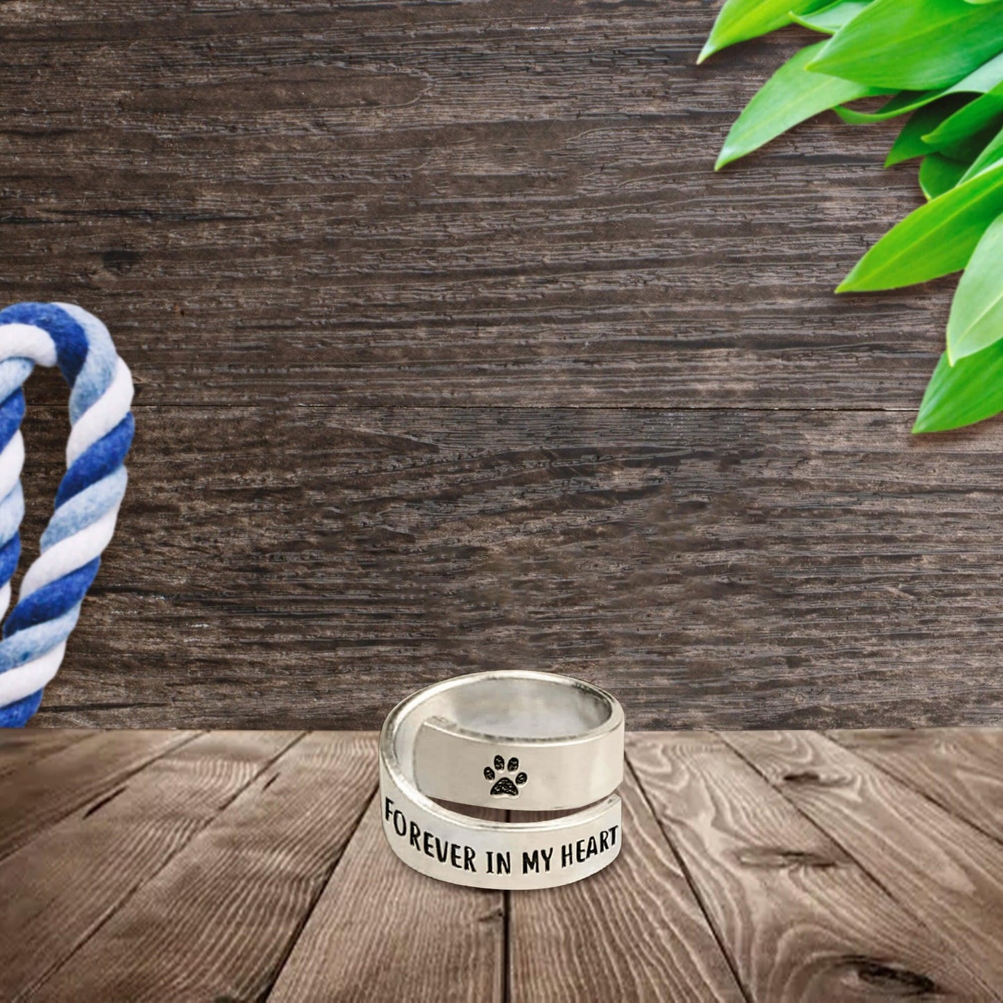 Forever In My Heart Twist Ring – Adjustable Stainless Steel Dog Memorial Ring