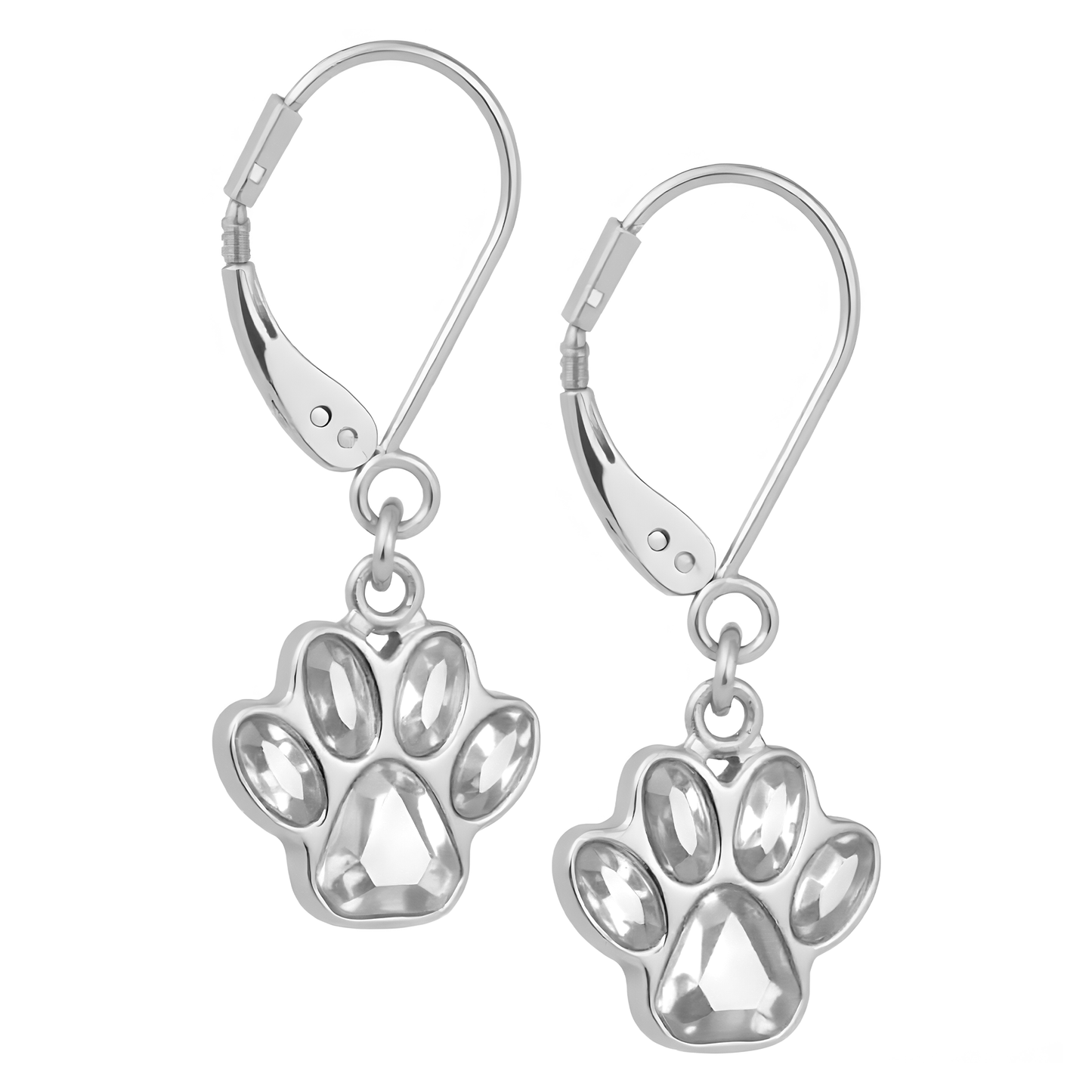 Handcrafted Birthstone Paw Earrings in Stainless Steel