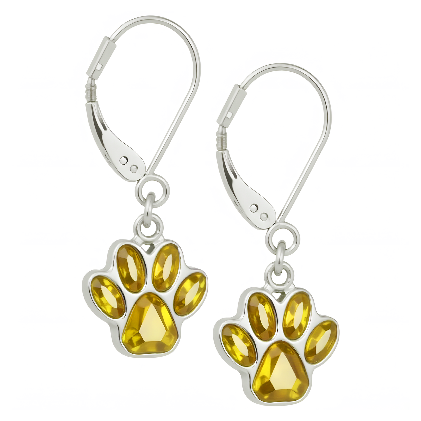 Handcrafted Birthstone Paw Earrings in Stainless Steel