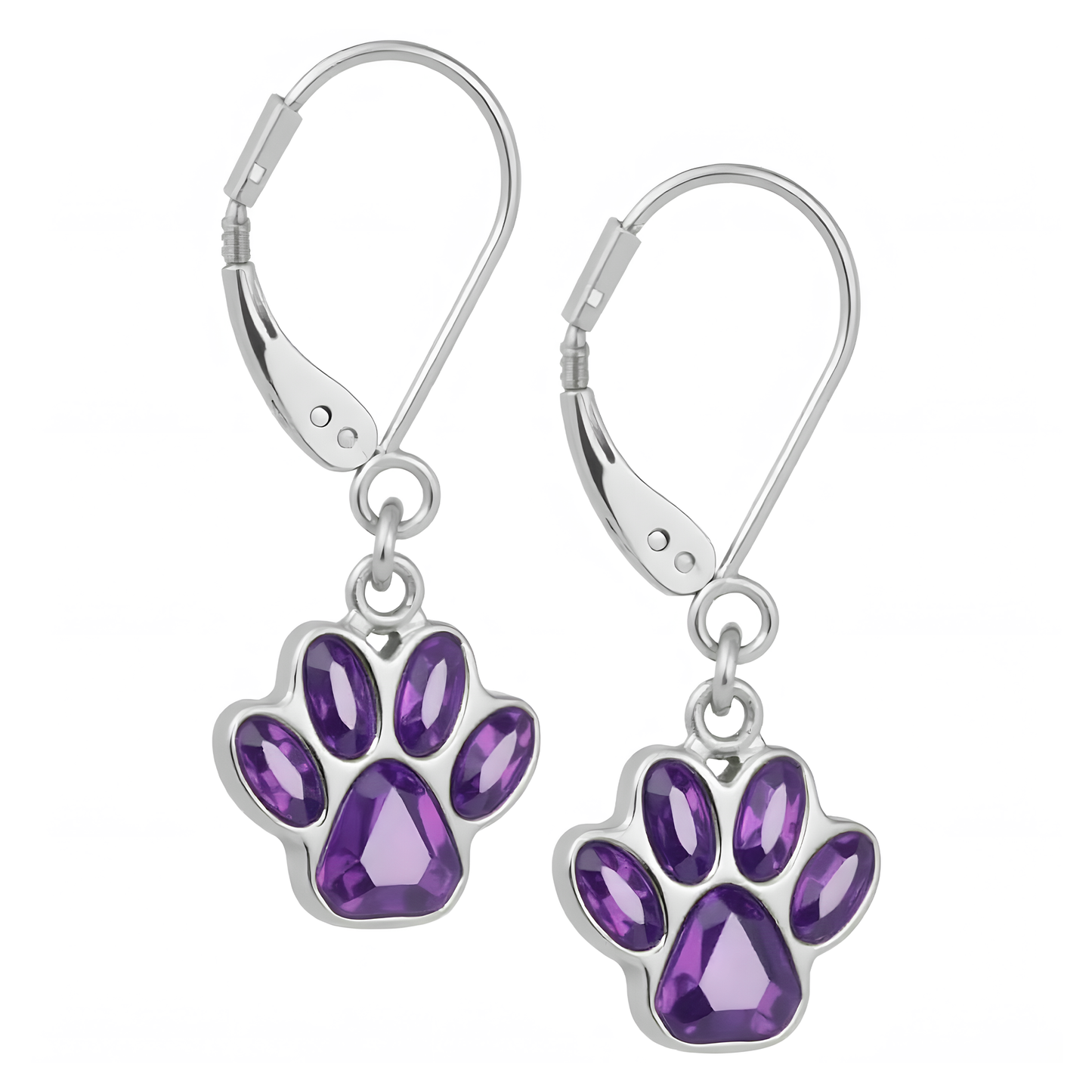 Handcrafted Birthstone Paw Earrings in Stainless Steel