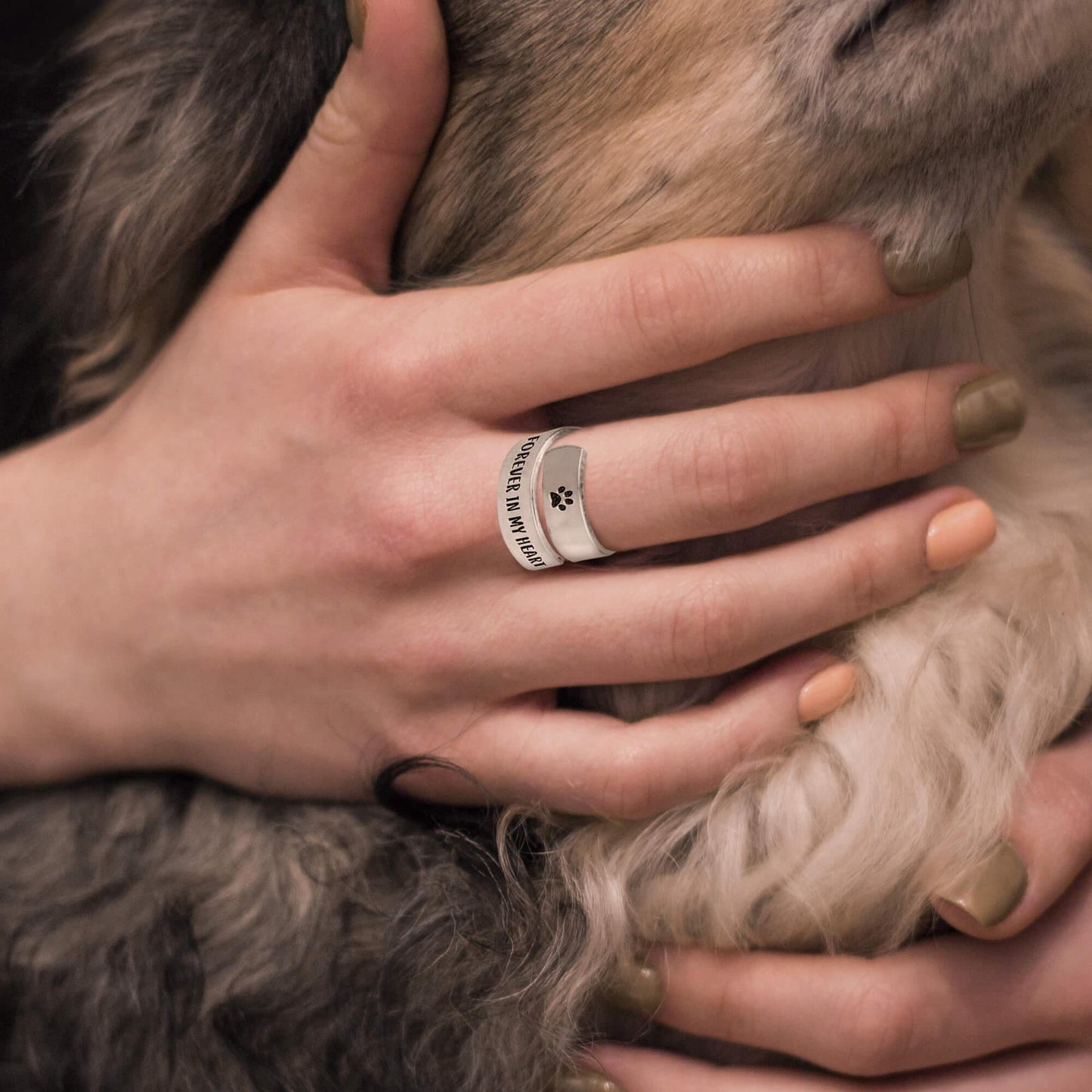 Forever In My Heart Twist Ring – Adjustable Stainless Steel Dog Memorial Ring
