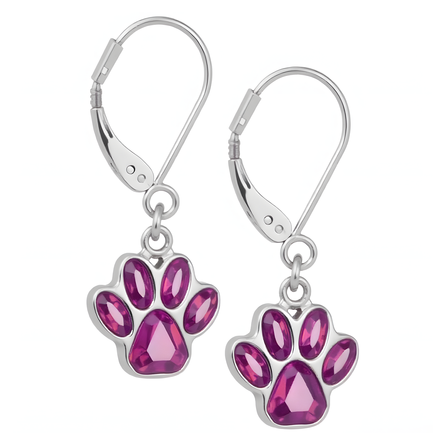 Handcrafted Birthstone Paw Earrings in Stainless Steel