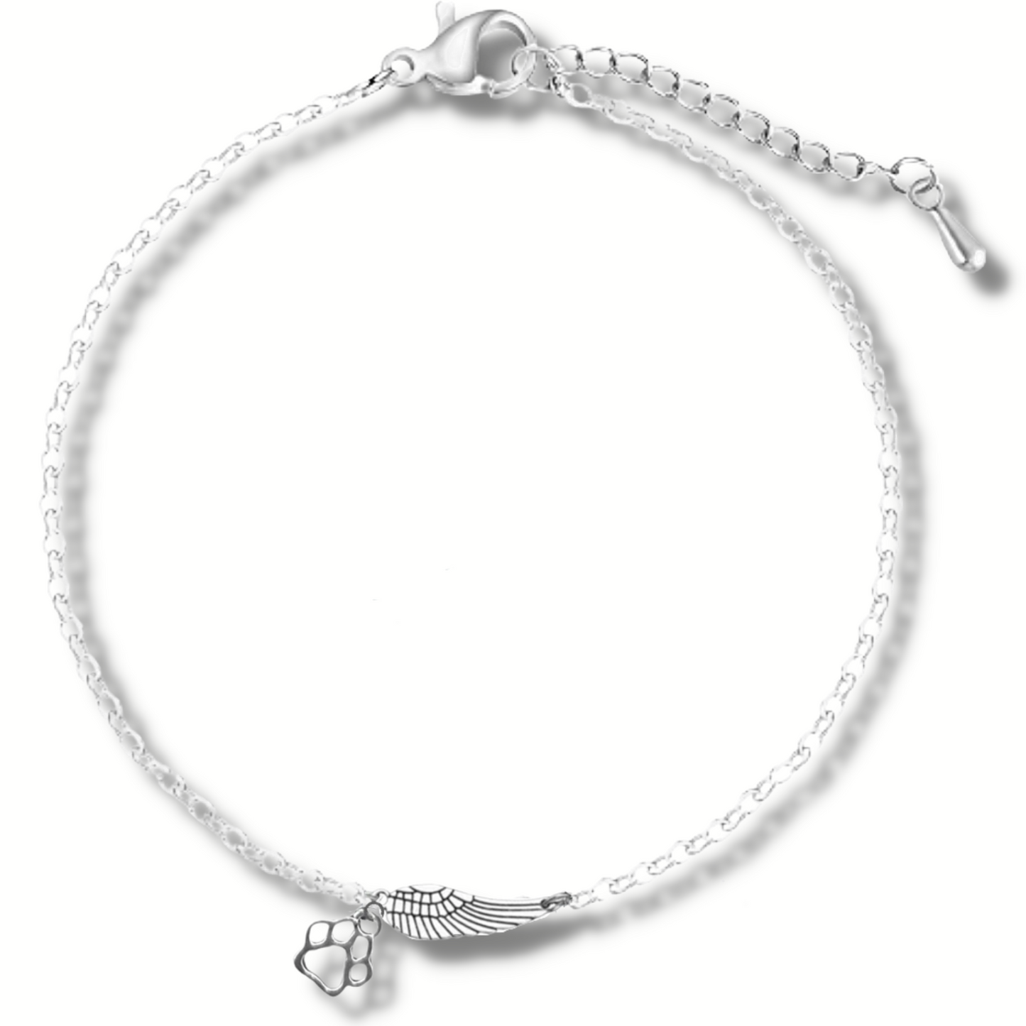 Silver Memory Bracelet with Angel Wing & Paw Print | Handcrafted
