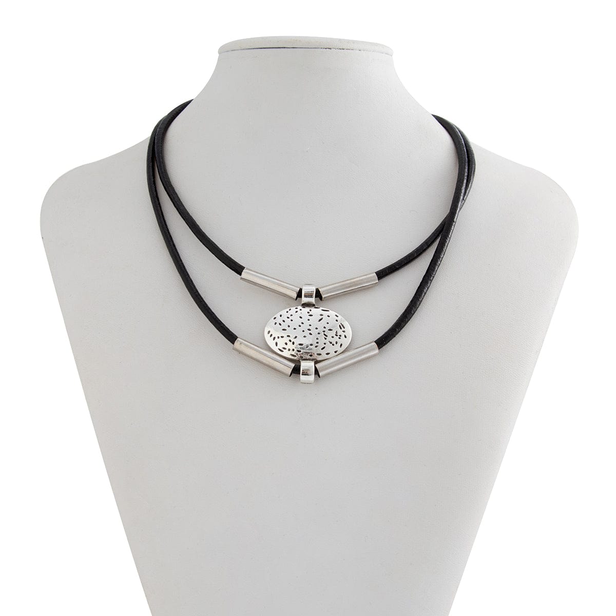 Handcrafted 2-Piece Ethno Jewelry Set with Carved Oval Pendant | Necklace & Bracelet