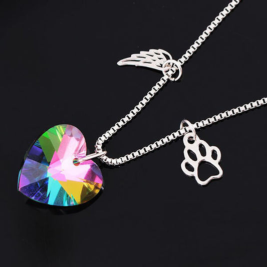 Rainbow Heart Memorial Necklace – Pet Remembrance Jewelry