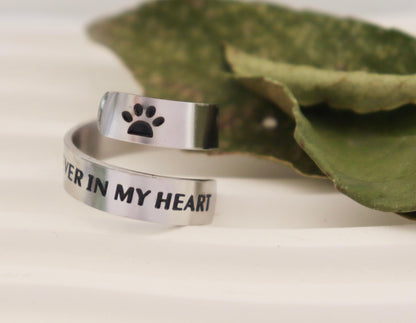 Forever In My Heart Twist Ring – Adjustable Stainless Steel Dog Memorial Ring