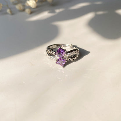 Adjustable Paw Crystal Ring Set