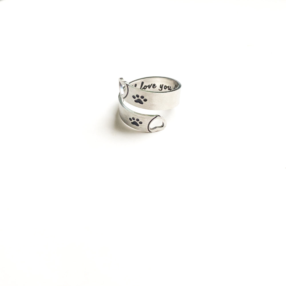 Adjustable Stainless Steel Paw Heart Twist Ring