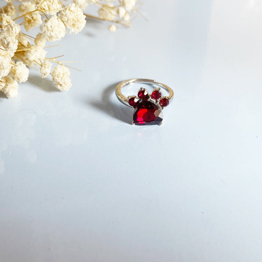 Personalized Paw Birthstone Ring – Stainless Steel