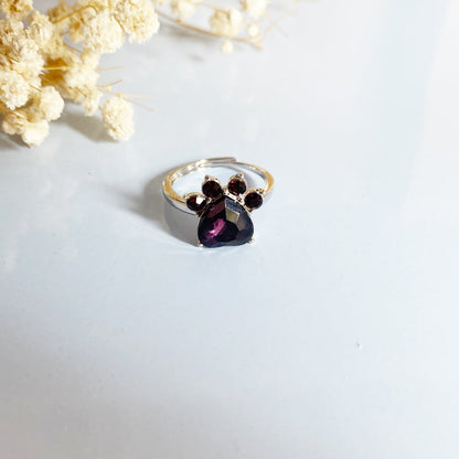 Personalized Paw Birthstone Ring – Stainless Steel
