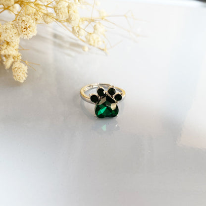 Personalized Paw Birthstone Ring – Stainless Steel