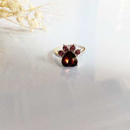 Personalized Paw Birthstone Ring – Stainless Steel