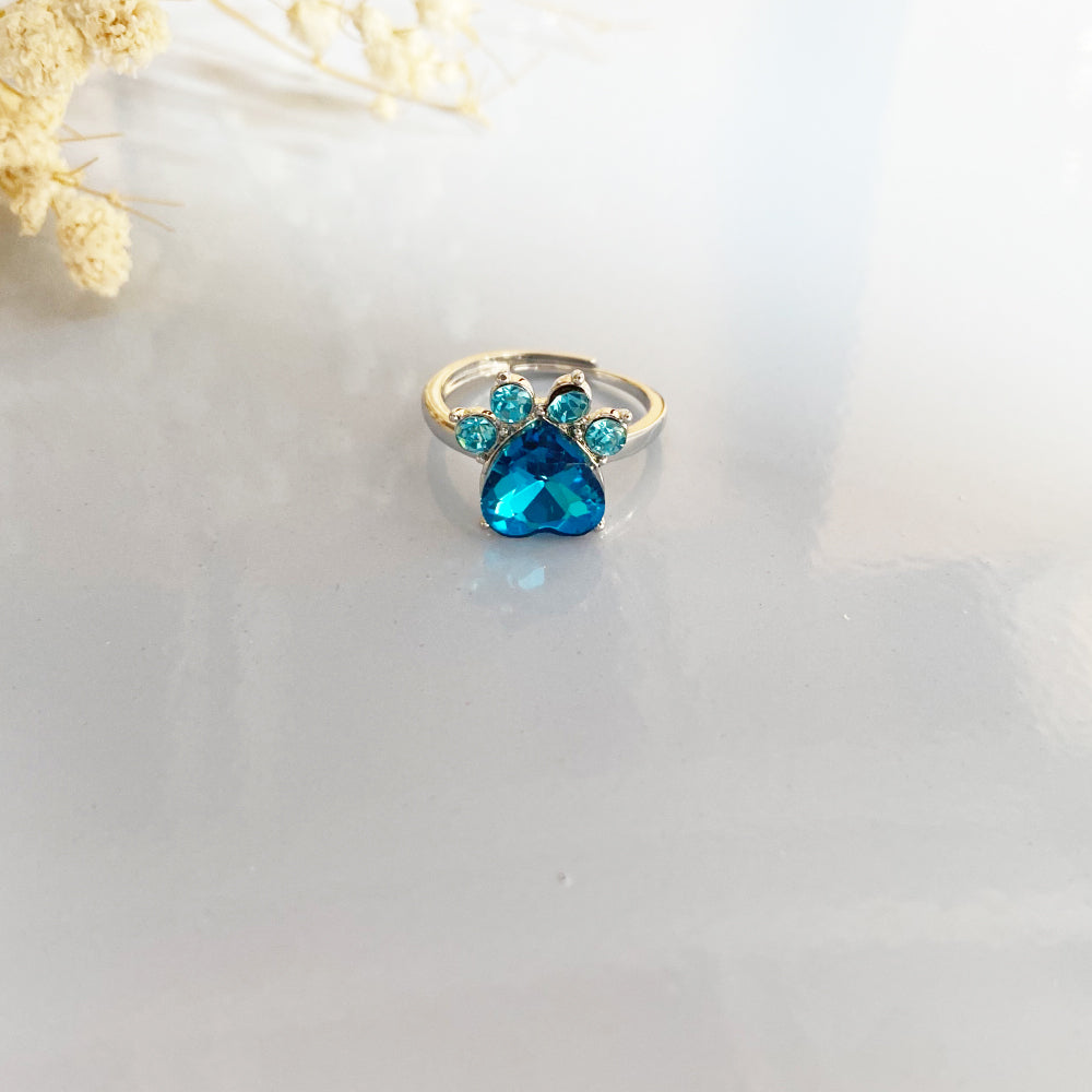 Personalized Paw Birthstone Ring – Stainless Steel