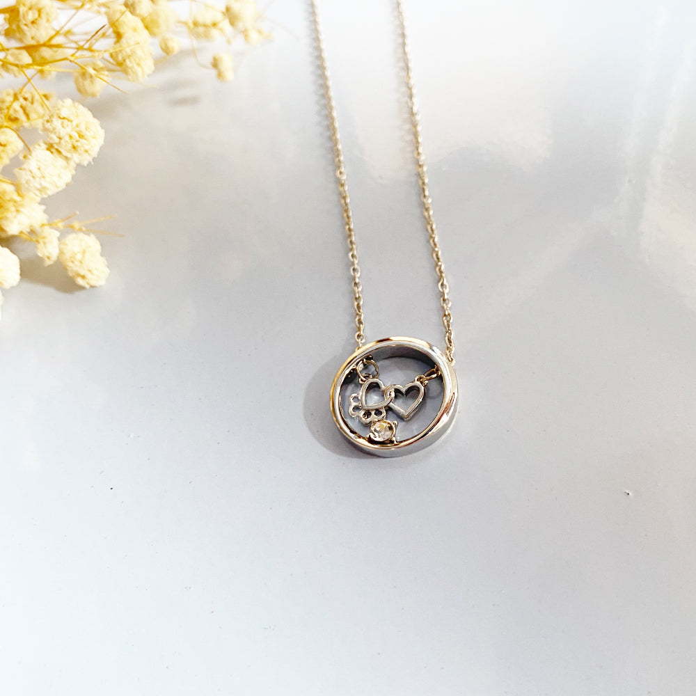 Personalized Paw & Heart Birthstone Necklace – Stainless Steel