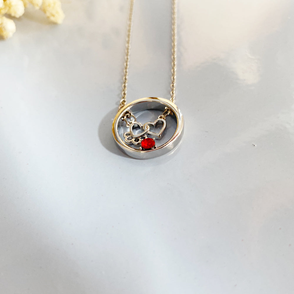 Personalized Paw & Heart Birthstone Necklace – Stainless Steel