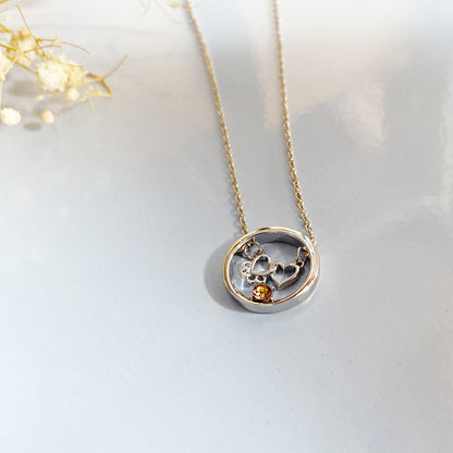 Personalized Paw & Heart Birthstone Necklace – Stainless Steel
