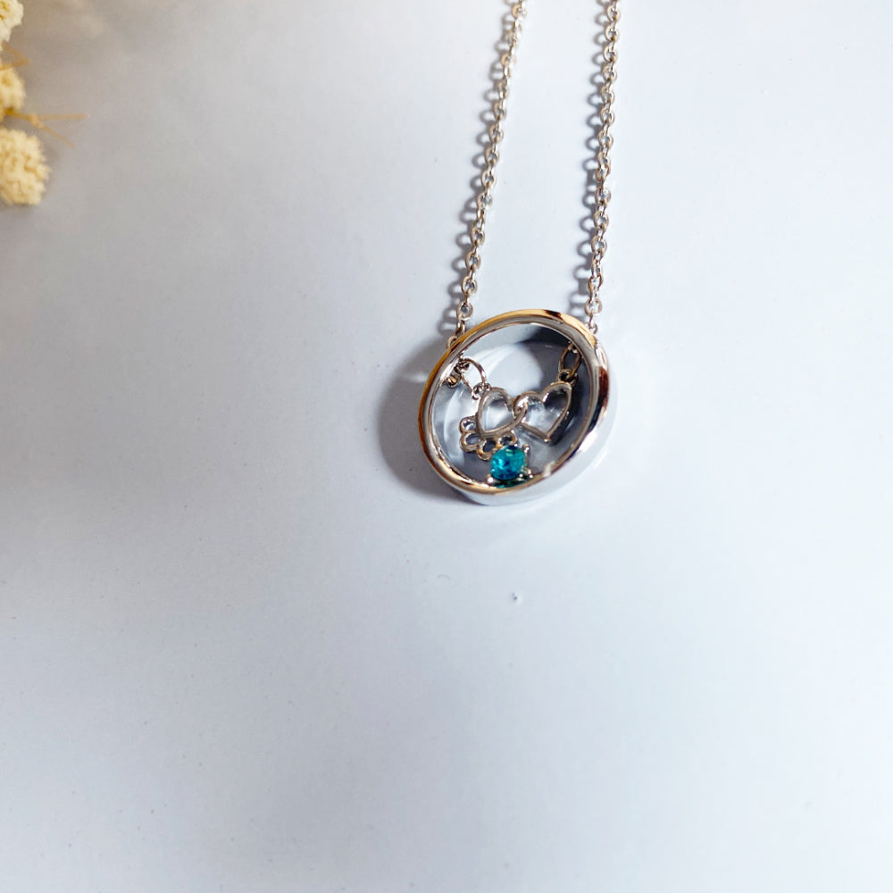 Personalized Paw & Heart Birthstone Necklace – Stainless Steel