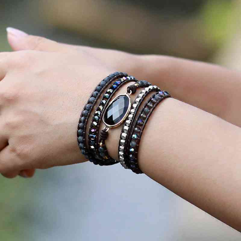 Bracelet with Agate Beads and Natural Stones