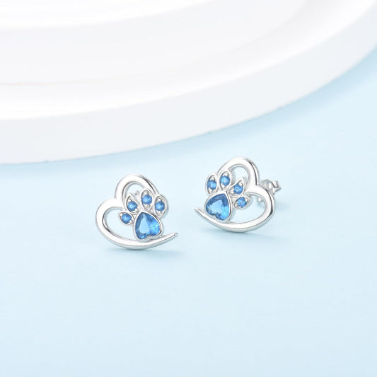 Paw & Heart Stud Earrings – Elegant Jewelry for Animal Lovers