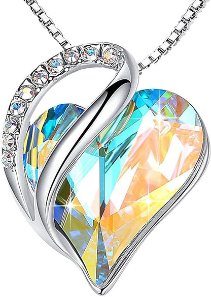 Infinity Love Heart Pendant Necklace with Birthstone Crystals – A Timeless Symbol of Love