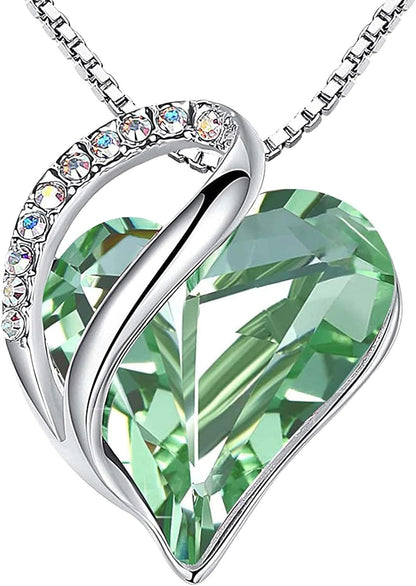 Infinity Love Heart Pendant Necklace with Birthstone Crystals – A Timeless Symbol of Love