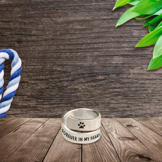 Forever In My Heart Twist Ring – Adjustable Stainless Steel Dog Memorial Ring