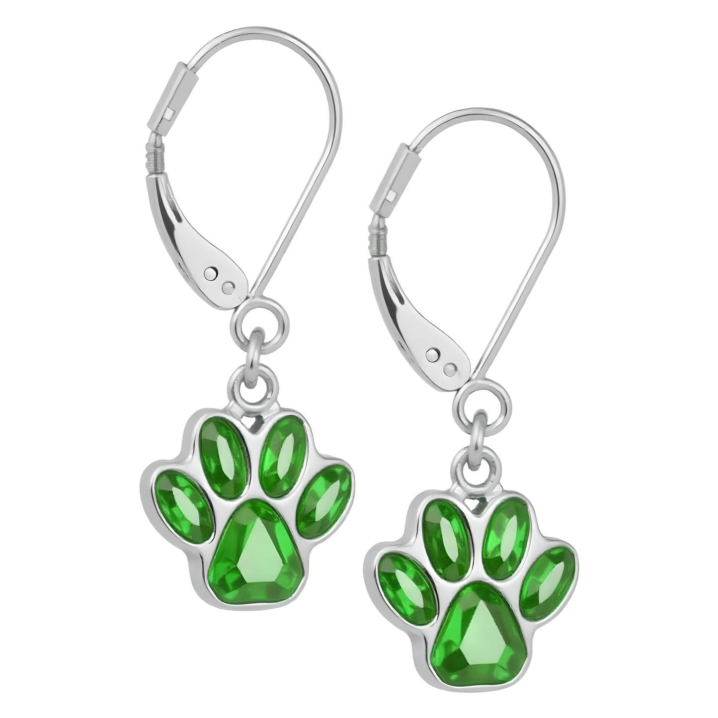 Handcrafted Birthstone Paw Earrings in Stainless Steel