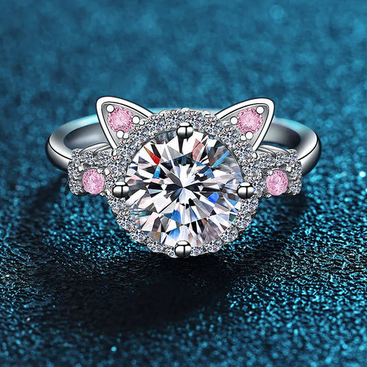Adjustable Cat Ring with Zirconia – Adorable Women’s Jewelry Gift