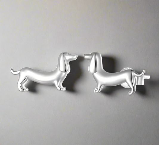 Dachshund Earrings in 925 Sterling Silver