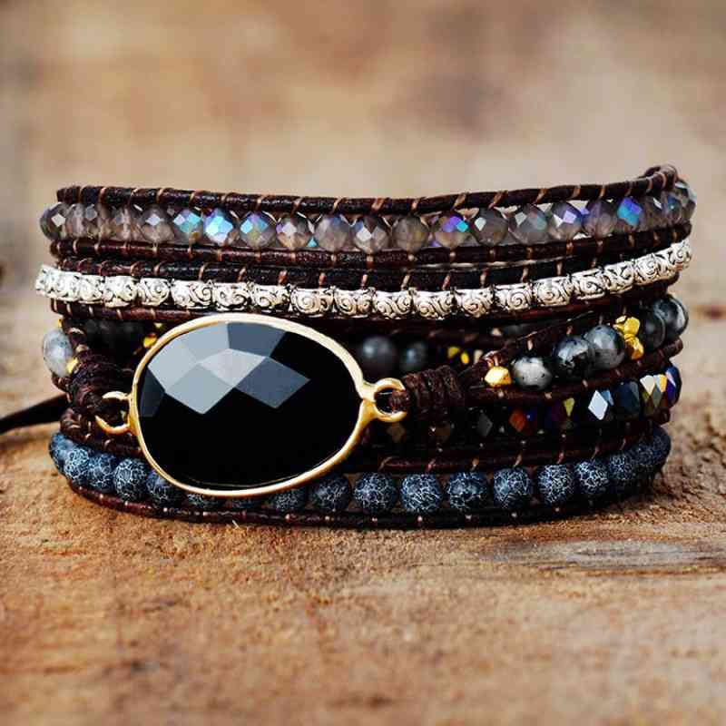 Bracelet with Agate Beads and Natural Stones