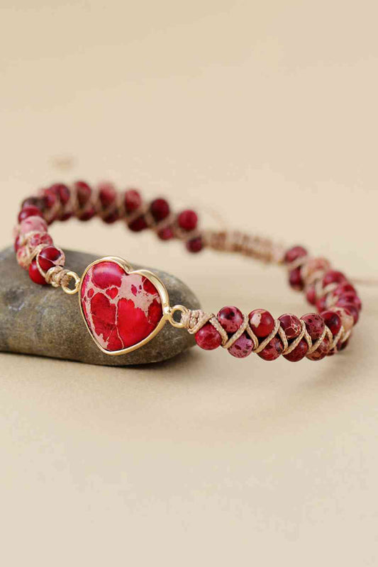 Handmade Bracelet with Heart-Shaped Natural Stone