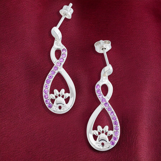 Elegant Infinity Amethyst Earrings – Stainless Steel for Eternal Love